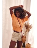 Short T-shirt with a wide cuff, apricot MP14546 - Online store - Boutique